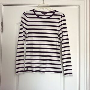 Lauren Ralph Lauren Navy and White Striped Top